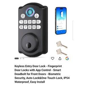 Keyless Entry Door Lock - Fingerprint Door Locks with App Control - Smart Deadbo